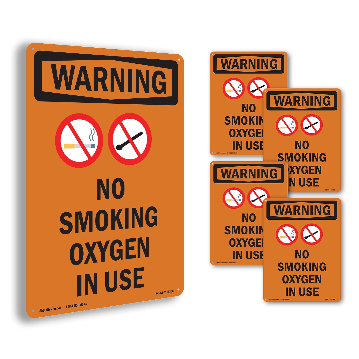 No Smoking Oxygen In Use With Symbol OSHA WARNING Rigid Plastic Sign 18 ...