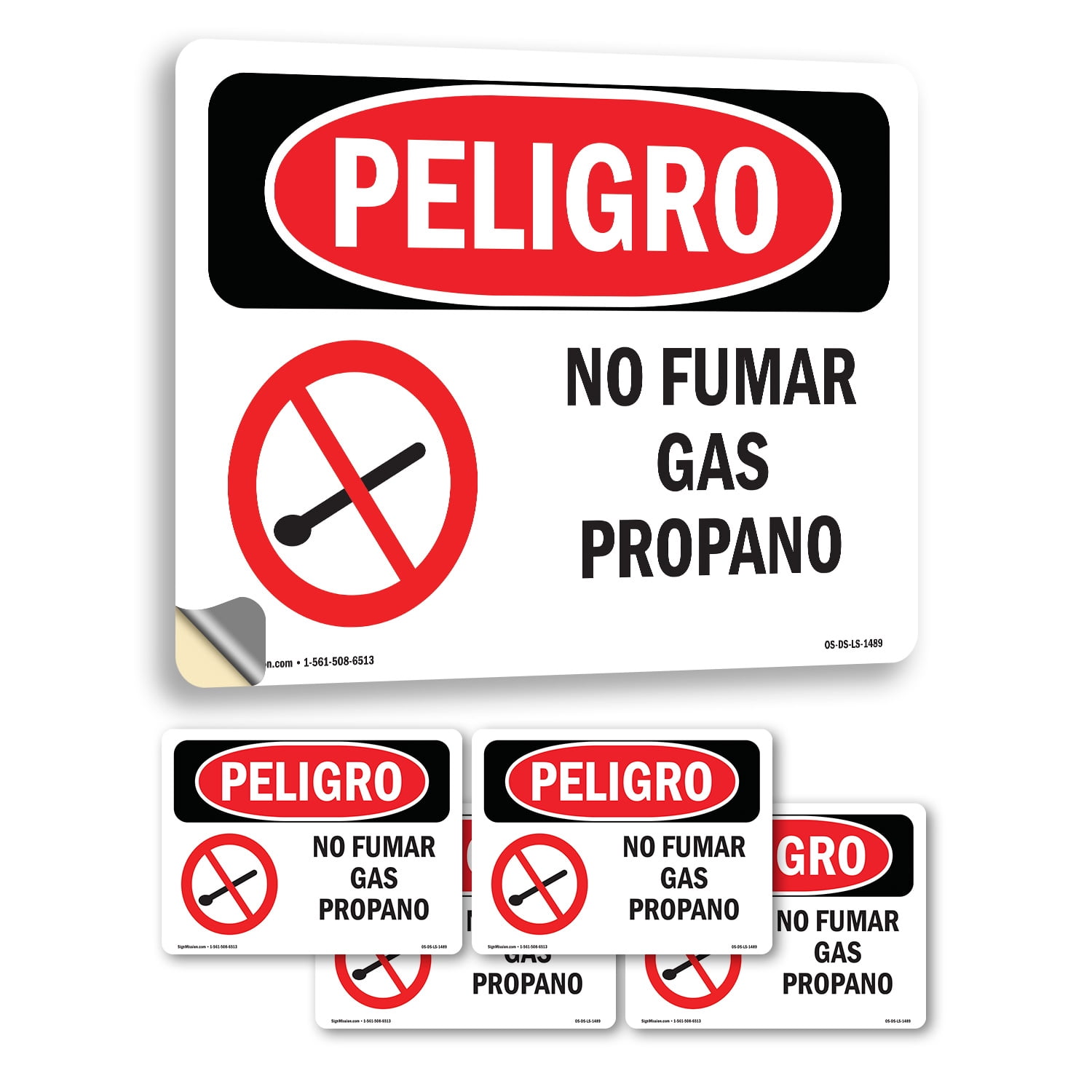 No Smoking Propane Spanish OSHA Danger Vinyl Decal Label 24 Inch x 18 ...