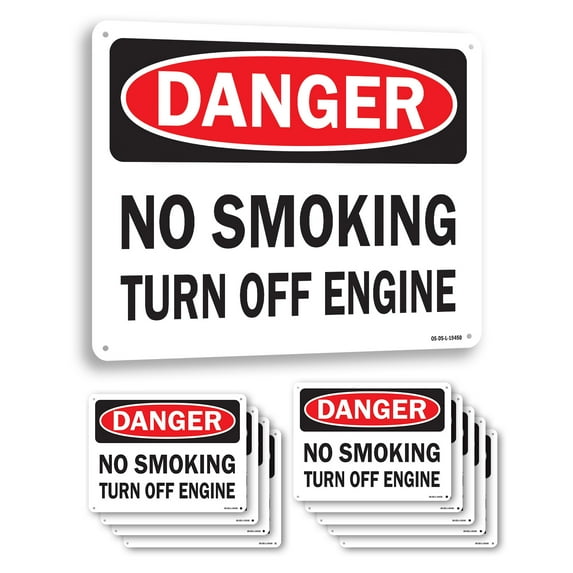 No Smoking Turn Off Engine OSHA Danger Aluminum Sign 18 Inch x 12 Inch - 10 Pack