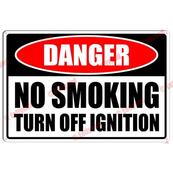 No Smoking Turn Off Ignition Caution Warning Notice Aluminum Metal Sign 8"X12"