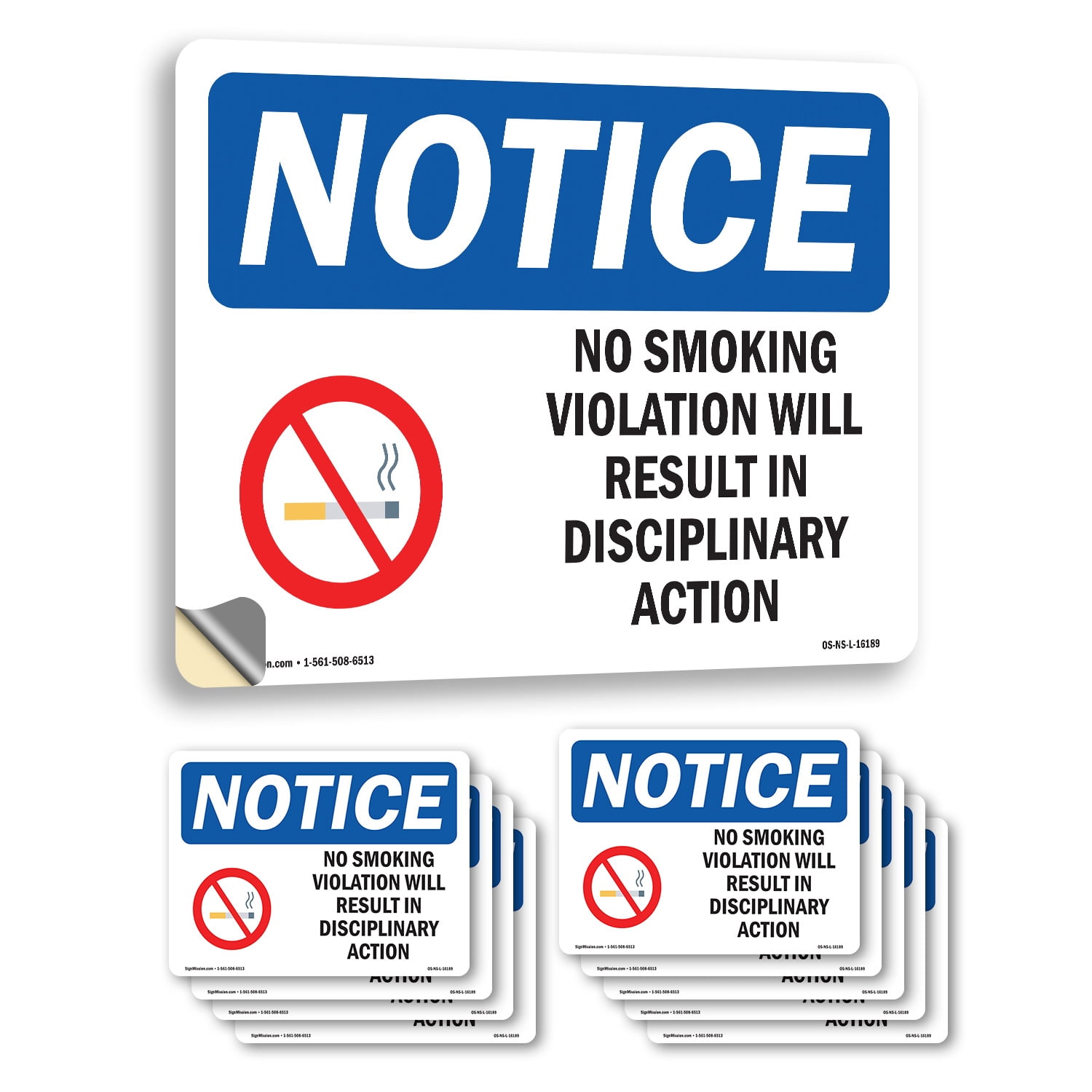 No Smoking Violation Disciplinary Action OSHA Notice Vinyl Decal Label ...