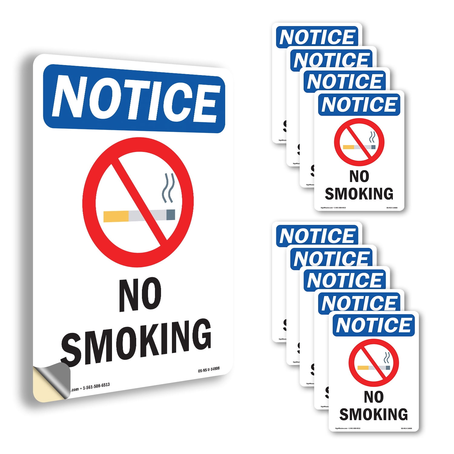 No Smoking With Symbol OSHA Notice Vinyl Decal Label 24 Inch x 18 Inch ...