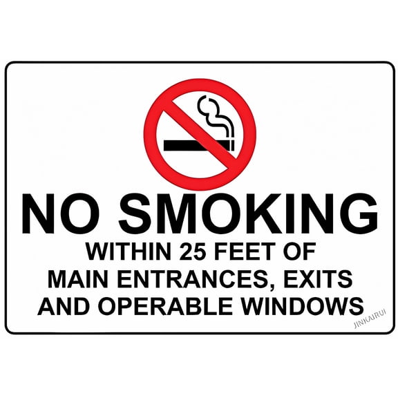 No Smoking Within 25 Feet of Main Entrances Exits Windows Notice - 8"x12" New Resistant Metal Tin Yard Office Sign
