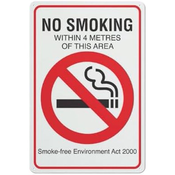 No Smoking Within 4 Meters Of This Area Sign For Business 8""X12"" Rust Free Aluminum Uv Printed,4 Pre-Drilled Holes.Durable/Weatherproof