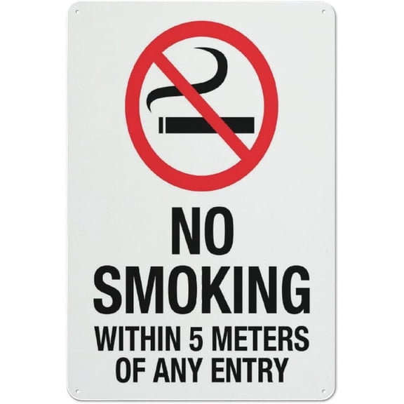 No Smoking Within 5 Meters Of Any Entry Warning Security Outdoor Sign - 8"x12", Reflective, Weatherproof - Office, School, Hospital, Retail Store