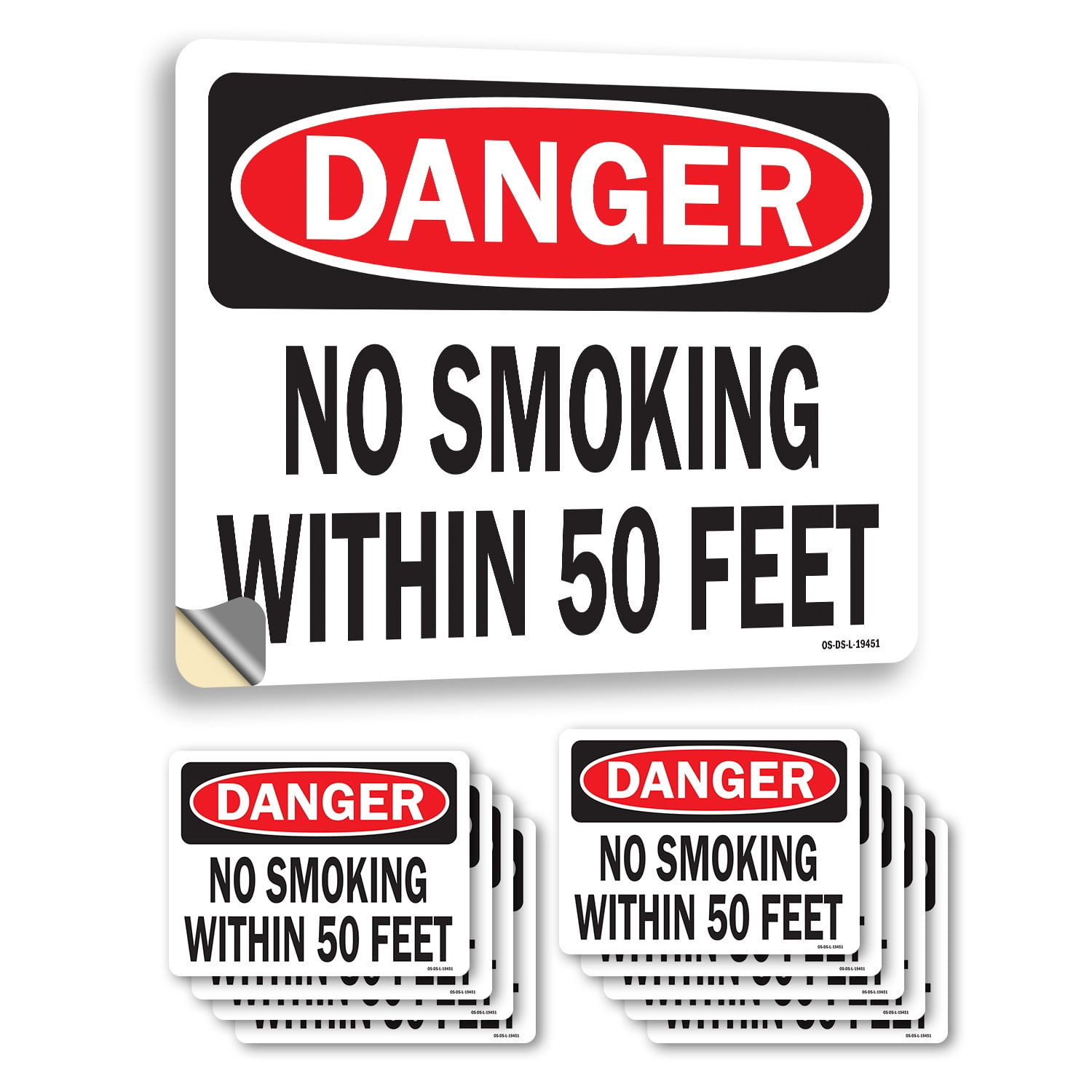 No Smoking Within 50 Feet OSHA Danger Vinyl Decal Label 10 Inch x 7 ...