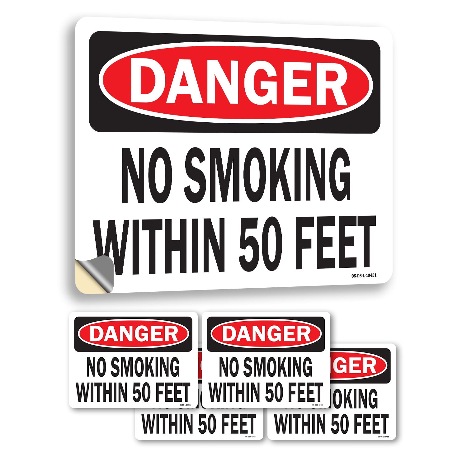 No Smoking Within 50 Feet OSHA Danger Vinyl Decal Label 18 Inch x 12 ...