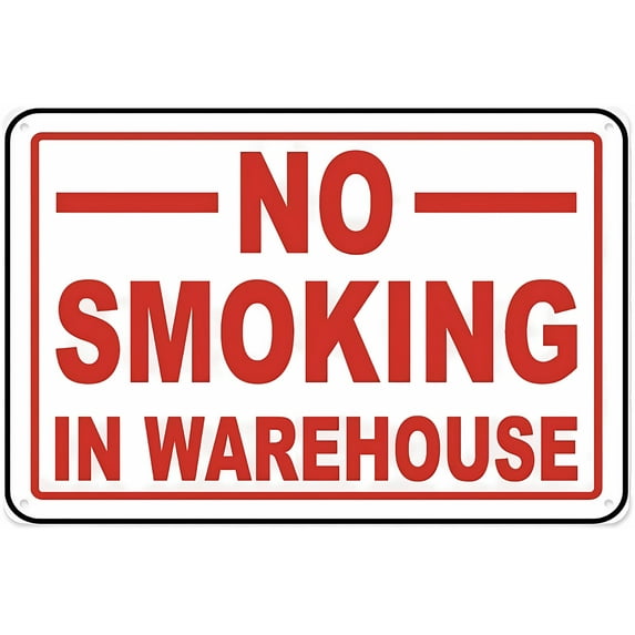 No Smoking in Warehouse Warning Sign - 8"x12" Tin Metal Vintage Decor, for Home Farm Bar Coffee Shop Club