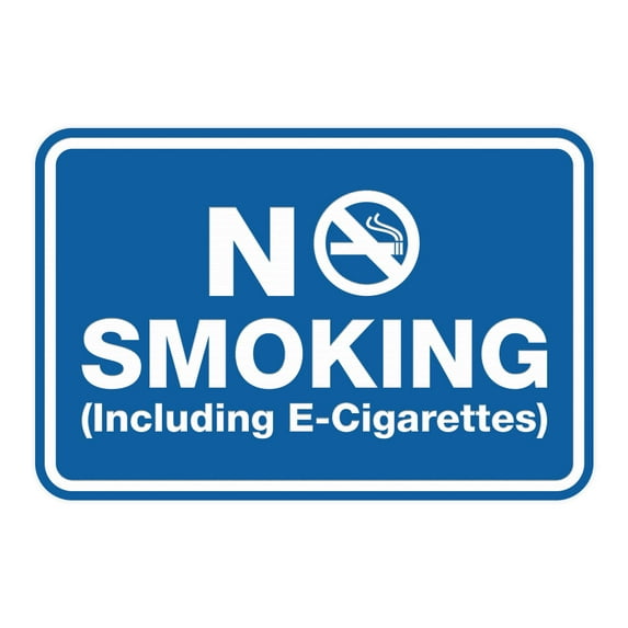 No Smoking including E-Cigarettes Sign (Blue) -Medium