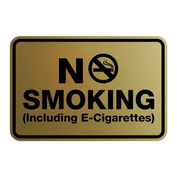 No Smoking including E-Cigarettes Sign (Brushed Gold) -Medium