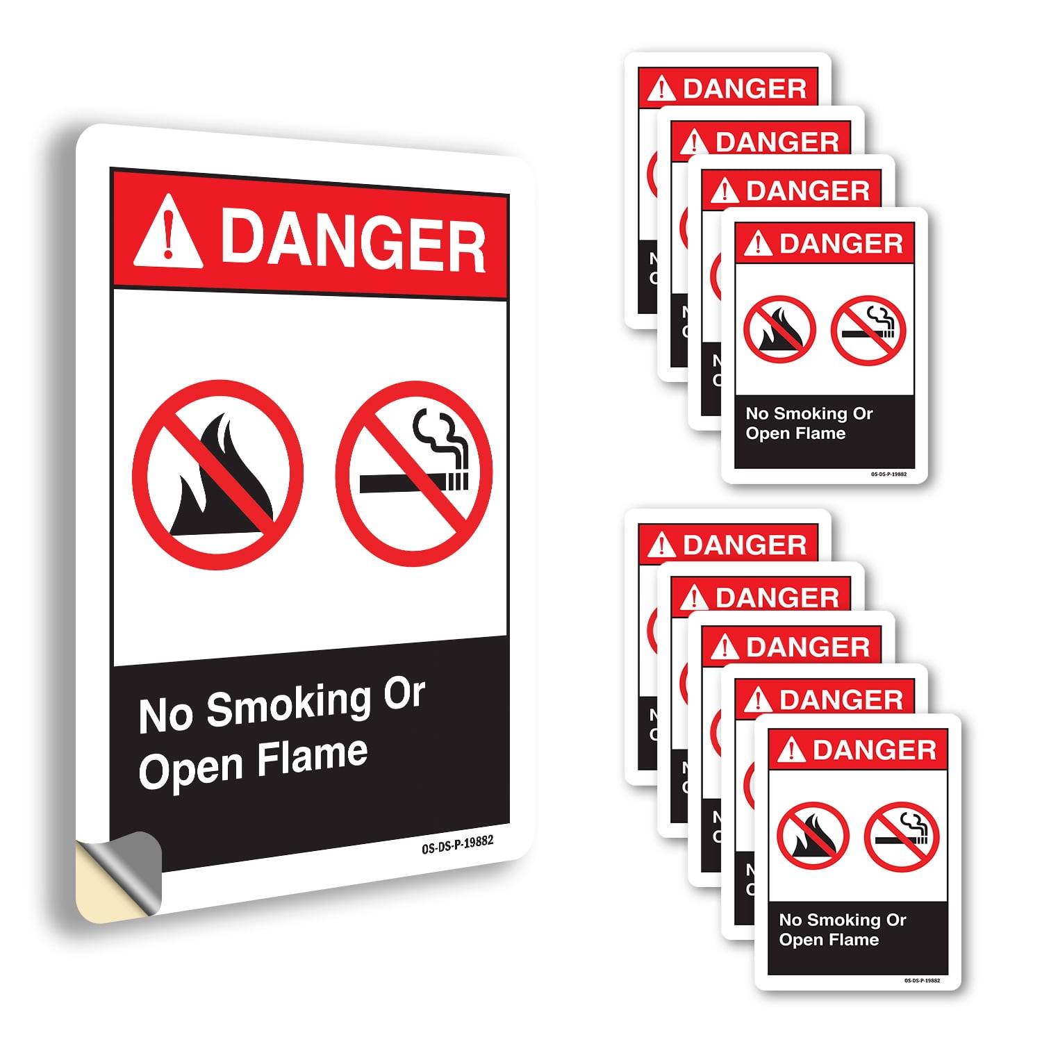 No Smoking or Open Flame ANSI Danger Vinyl Decal Label 24 Inch x 18 ...