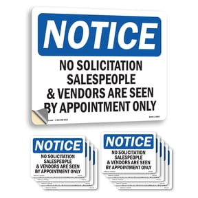 No Solicitation Salespeople And Vendors Are OSHA Notice Vinyl Decal Label 5 Inch x 3.5 Inch - 10 Pack