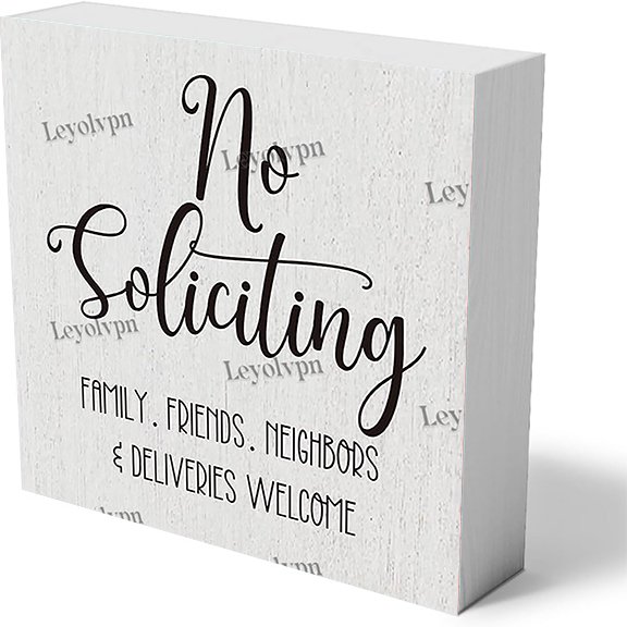 No Soliciting Family Friends Neighbors & Deliveries Wooden Box