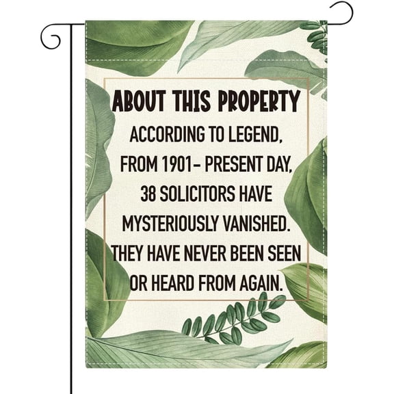 No Soliciting Funny Sarcastic Double Sided Garden Flag Burlap 12 x 18 Inch Outdoor Yard Decoration