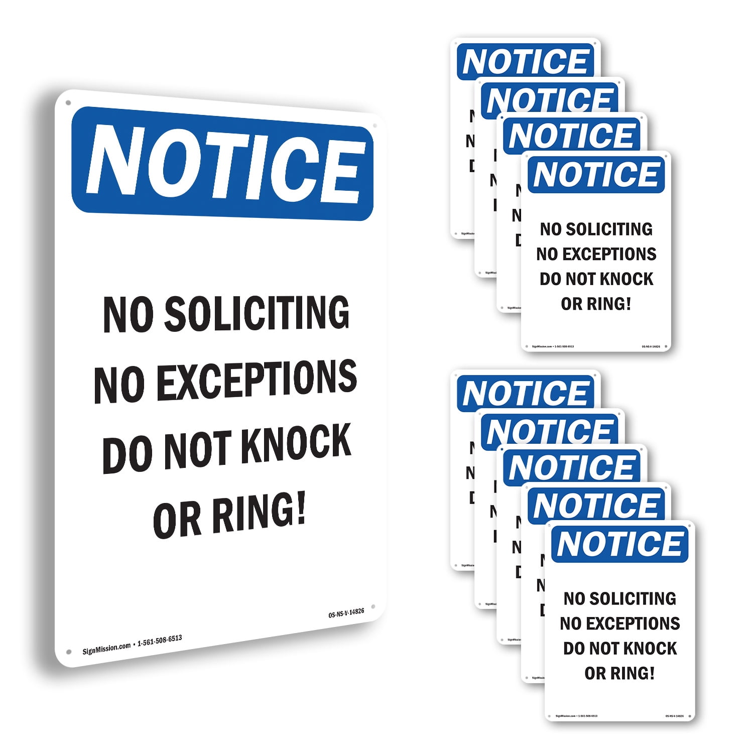 No Soliciting No Exceptions Do OSHA Notice Rigid Plastic Sign 10 Inch x ...