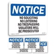 thumbnail image 1 of No Soliciting No Loitering No Trespassing OSHA Notice Aluminum Sign 14 Inch x 10 Inch - 5 Pack, 1 of 8