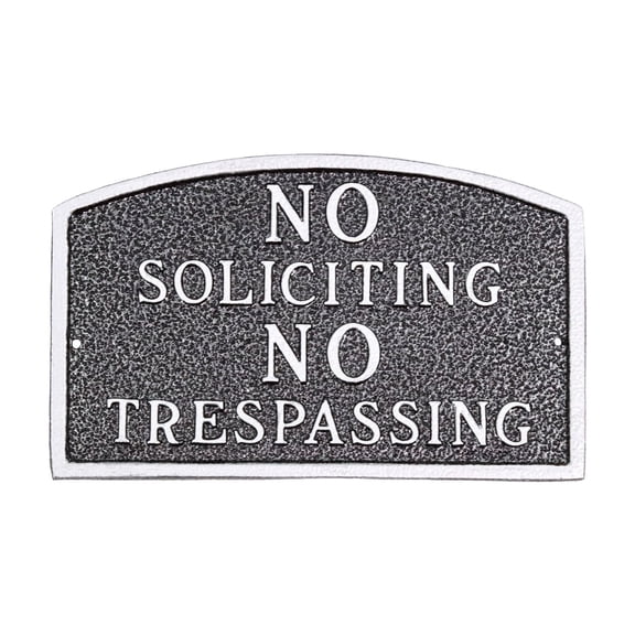 No Soliciting, No Trespassing Small Arch Statement Plaque - Swedish Iron