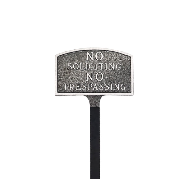 No Soliciting, No Trespassing Small Arch Statement Plaque with Lawn Stake - Swedish Iron