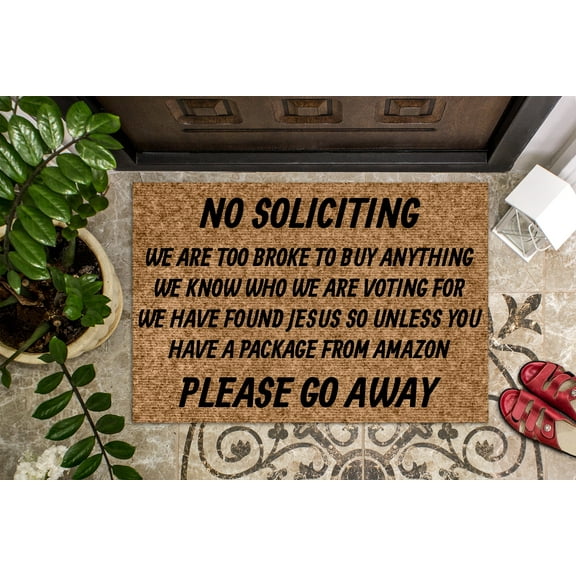 No Soliciting Please Go Away | Funny Doormat | Welcome Mat | Funny Door Mat | Funny Gift | Home Doormat | House Warming Gift |