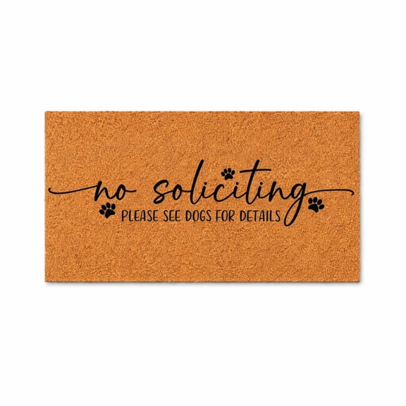 No Soliciting Please See Dogs For Details, Funny Doormat, Front Door Welcome Mat, Paw Print Entryway Rug 7728 (24x48 inches) 7728