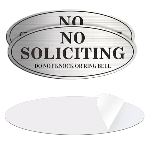 Oval Aluminum No Soliciting Sign with Adhesive Backing
