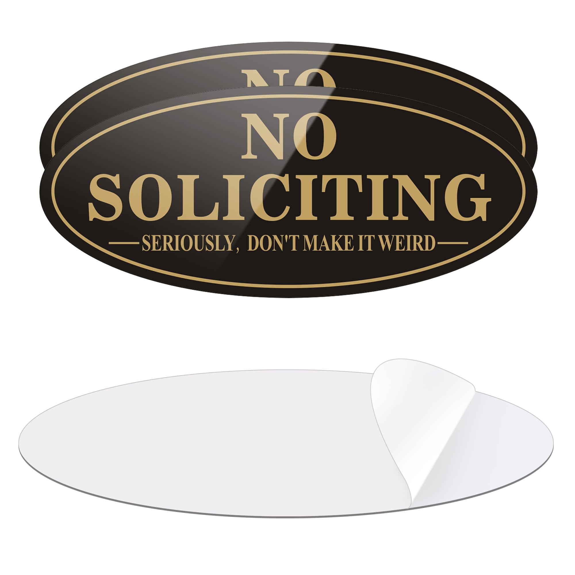 Oval Aluminum No Soliciting Sign with Adhesive Backing