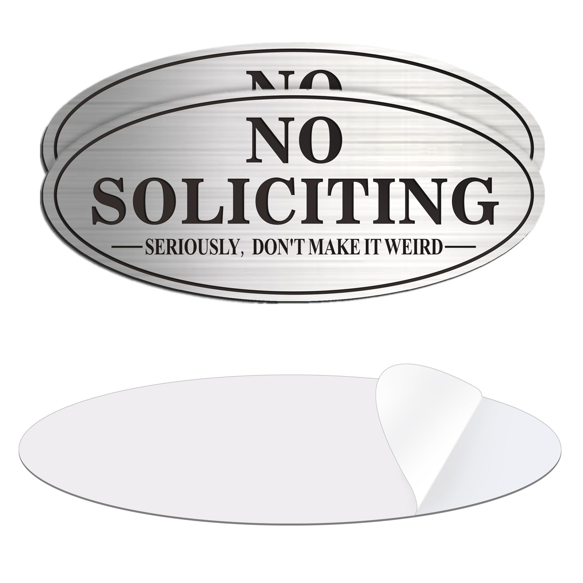 Oval Aluminum No Soliciting Sign with Adhesive Backing