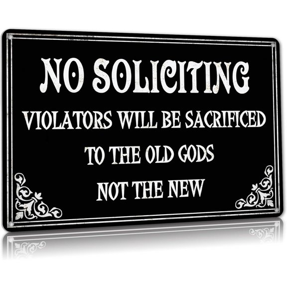 No Soliciting Sign For House Halloween Decor Funny Gothic Home Decor Goth Kitchen Decor Witchy Gifts Cool Bedroom 12x8 Inch