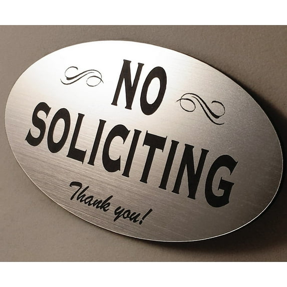 No Soliciting Sign-Matte Silver