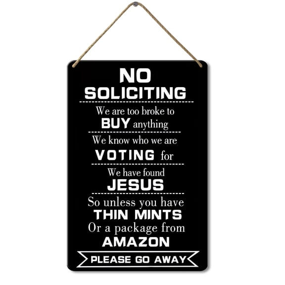 No Soliciting Sign,No Soliciting Sign for Front Door, Funny Wood Signs for Home and Yard 8"×12"