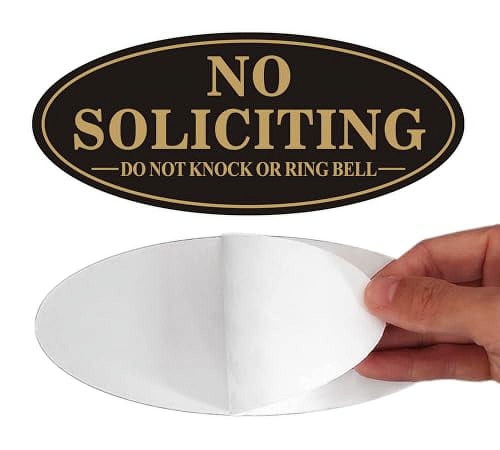 Oval Aluminum No Soliciting Sign with Adhesive Backing