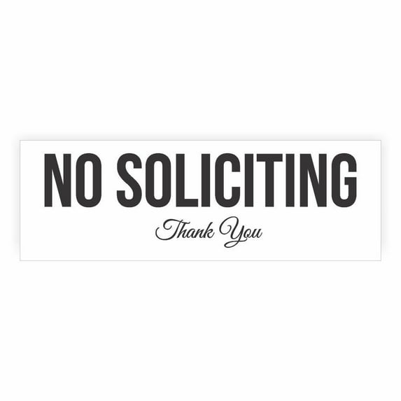 No Soliciting Sign (White) - Small