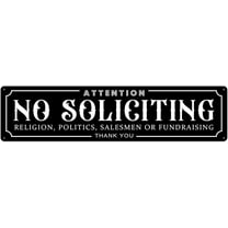 No Soliciting Sign for House, Durable No Soliciting Metal Signs for Home & Office, No Solicitation Signs for Front DoorWallWindowYard, 4"x16" Black