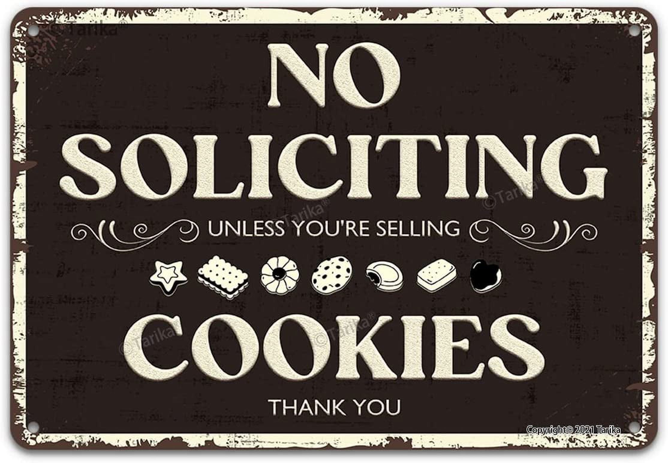 No Soliciting Unless You're Selling Cookies Black Door Sign, Vintage