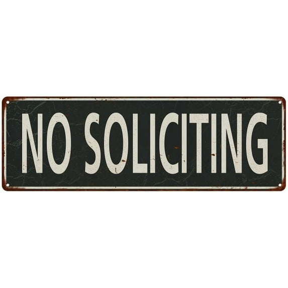 No Soliciting Vintage Look Shabby Chic Gift Metal Sign 6x18 206180062064