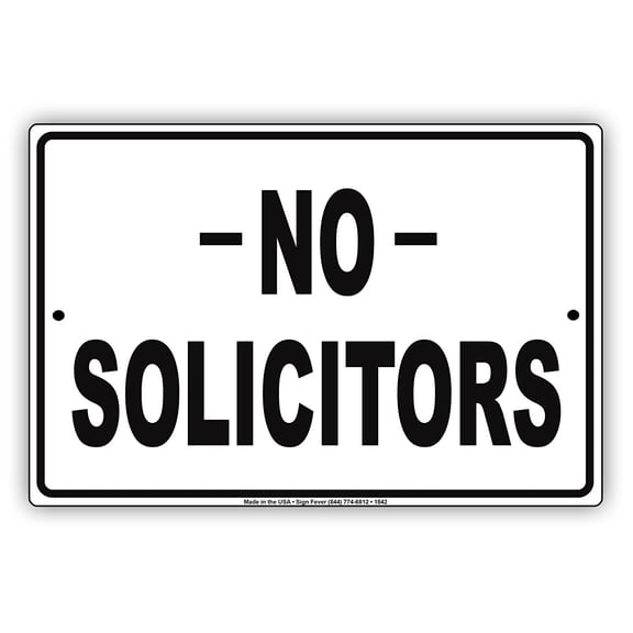No Solicitors Private Property No Trespassing Restriction Alert Attention Caution Warning Notice Aluminum Metal 8"x12" Sign Plate