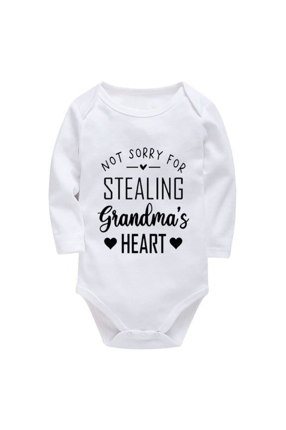 No Sorry For Stealing Grandma's Heart Newborn Baby Girl Romper Long Sleeve Cute Newborn Girl Outfits White Baby Clothes Boys