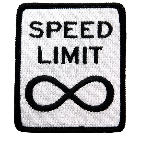 No Speed Limit Road Sign Embroidered Iron-On Patch