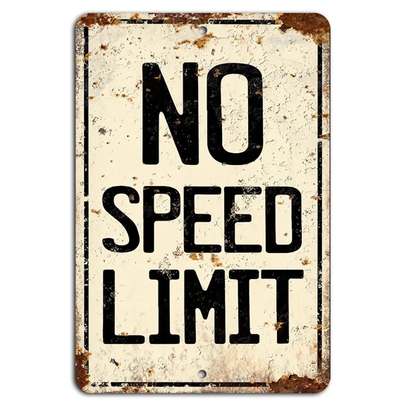 No Speed Limit Rustic Sign Dorm Room Or Man Cave Decor Vintage Metal Art