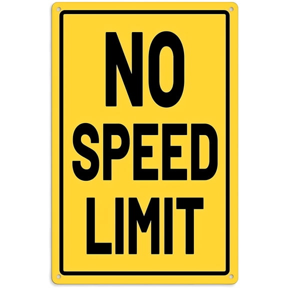 No Speed Limit Vintage Retro Funny Metal Poster - 8"x12" Decor, Humorous Traffic Decor for Home Bar Kitchen Coffee Man Cave Garage