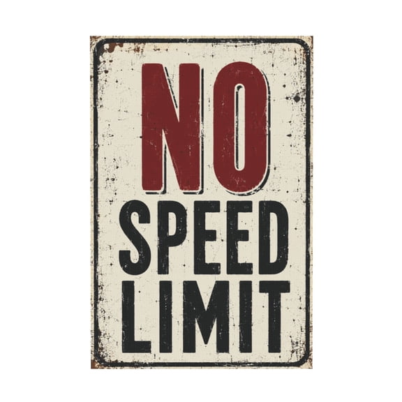 No Speed Limit Vintage Style Canvas Wall Art Retro Wall Decor For Man Cave Home Or Kitchen 12*18in