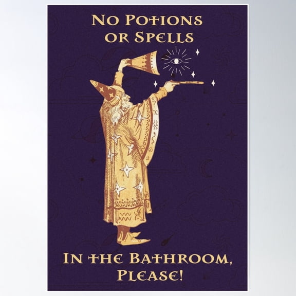 No Spells In The Bathroom Poster Wall Art, Modern Wall Decor For Living Room Bedroom, 8x12 UNFRAMED