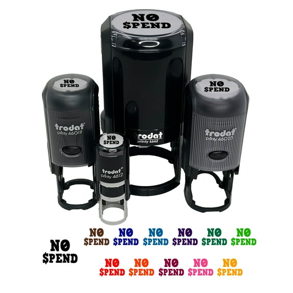 No Spend Money Spending Fun Text Self-Inking Rubber Stamp Ink Stamper - Green Ink - Medium 1 Inch