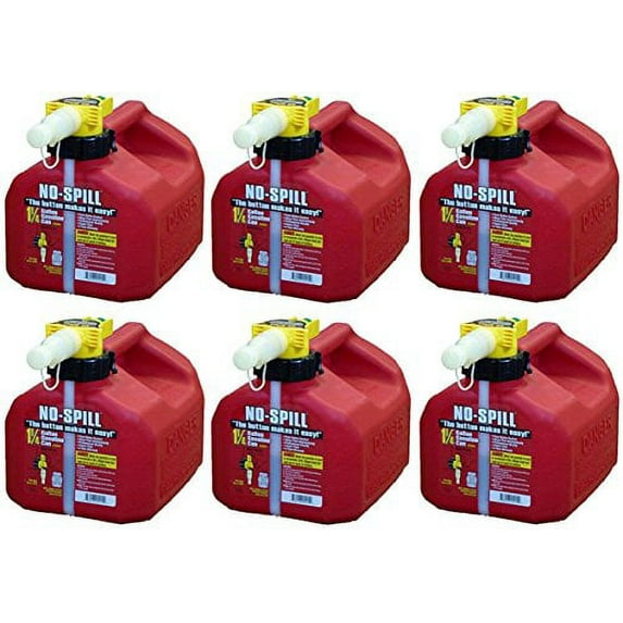 No-Spill 1415 1-1/4-Gallon Poly Gas Can (CARB Compliant) , 6 Pack