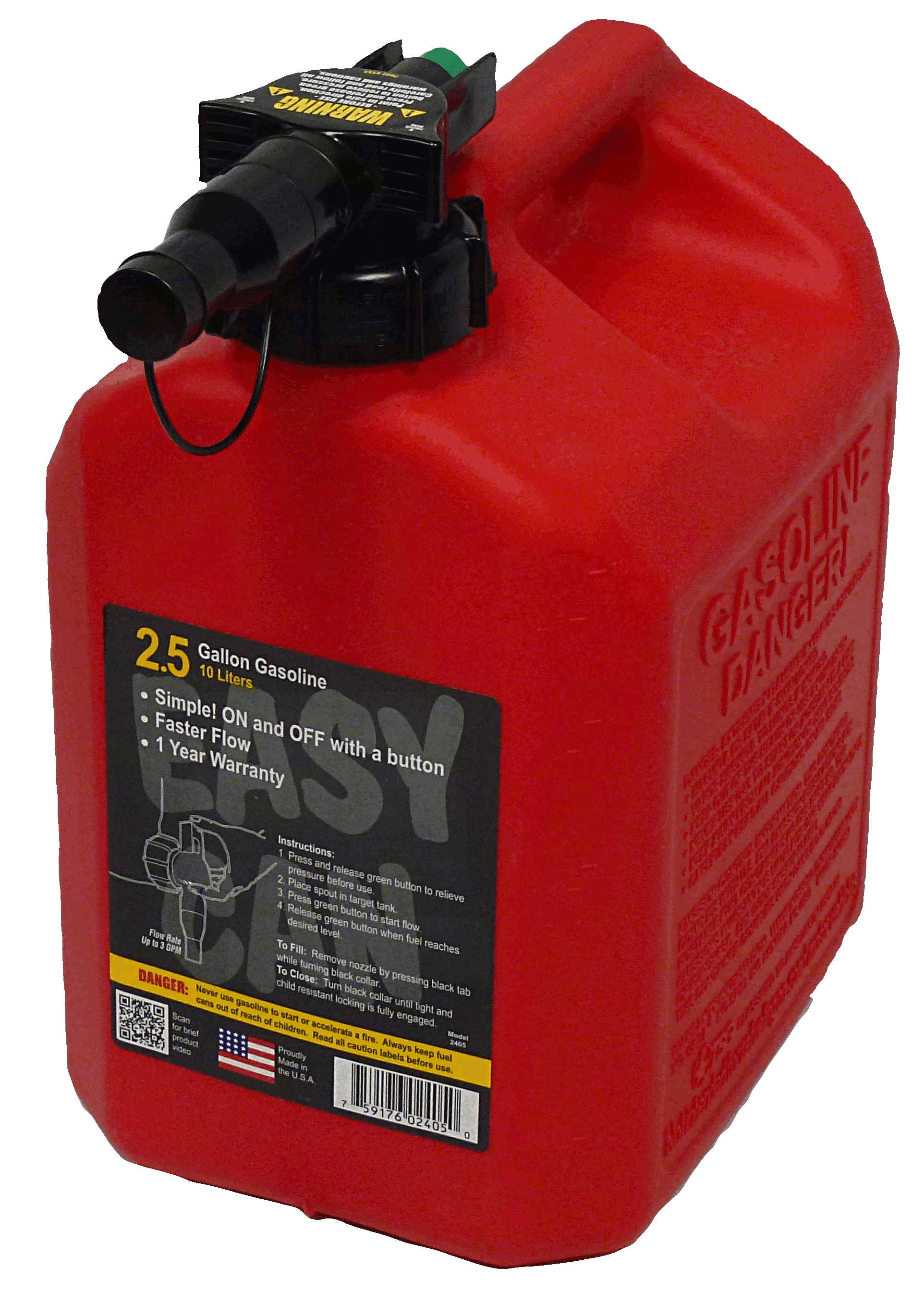 No-Spill 2.5 Gallon Easy Gas Can