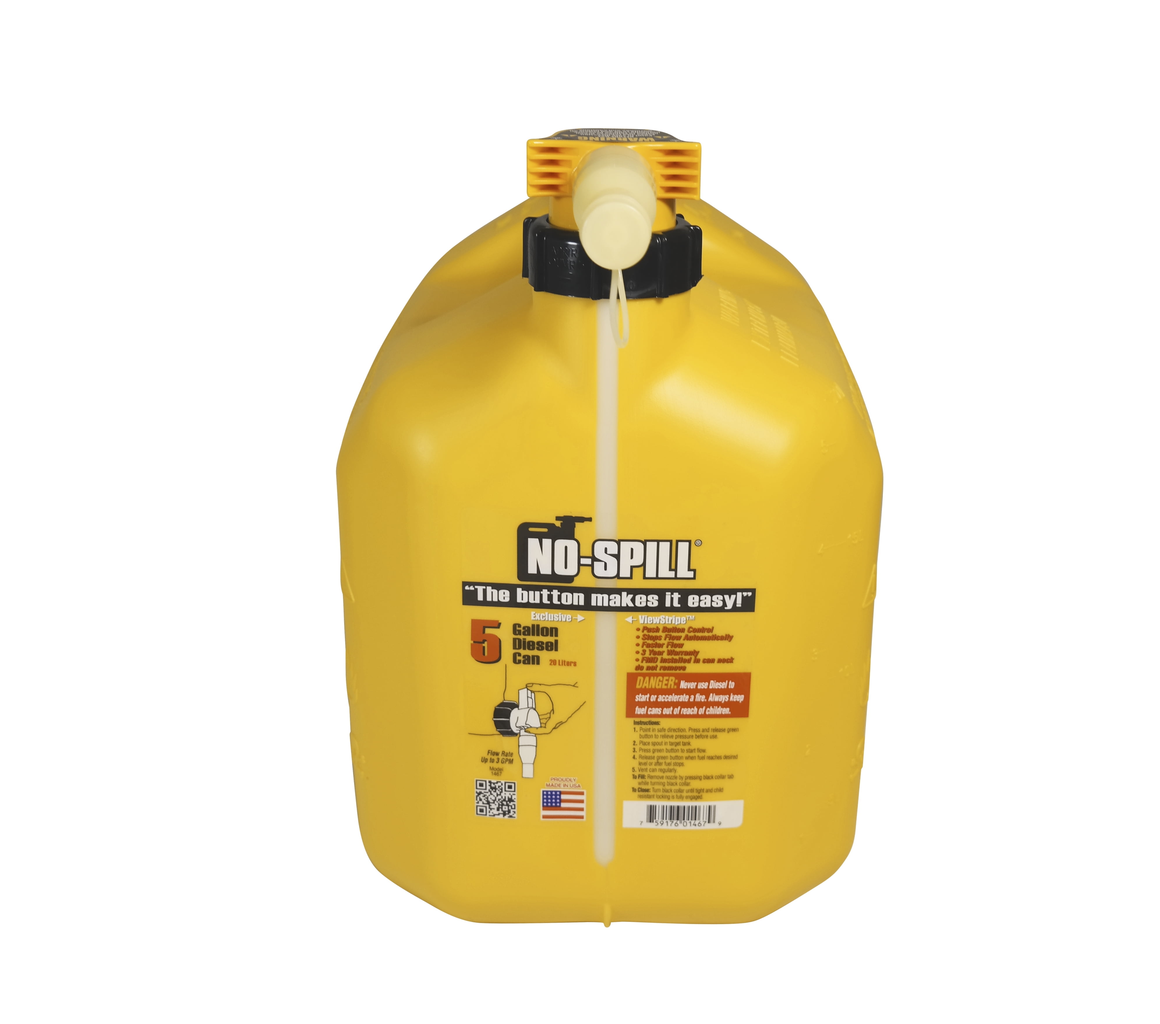 No-Spill 5 Gallon Diesel Gas Can, Yellow - Walmart.com