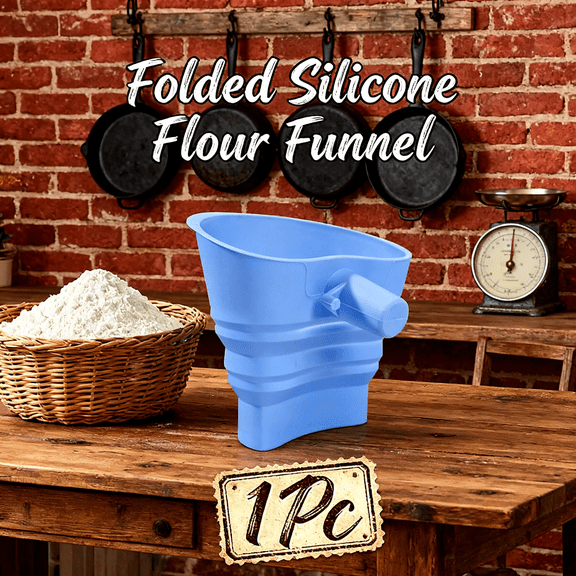 No-Spill Angled Silicone Kitchen Funnel, Precision Tilt Design for Easy Pouring into Stand Mixers & Bowls, Collapsible Food-Grade Transfer Tool for Home Baking