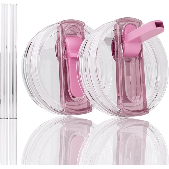 No-Spill Flip Straw Lid - 2 Pack Replacement for Stanley 40 oz Quencher H2.0 & ProTour Tumblers  Leakproof & Easy-Use Cover