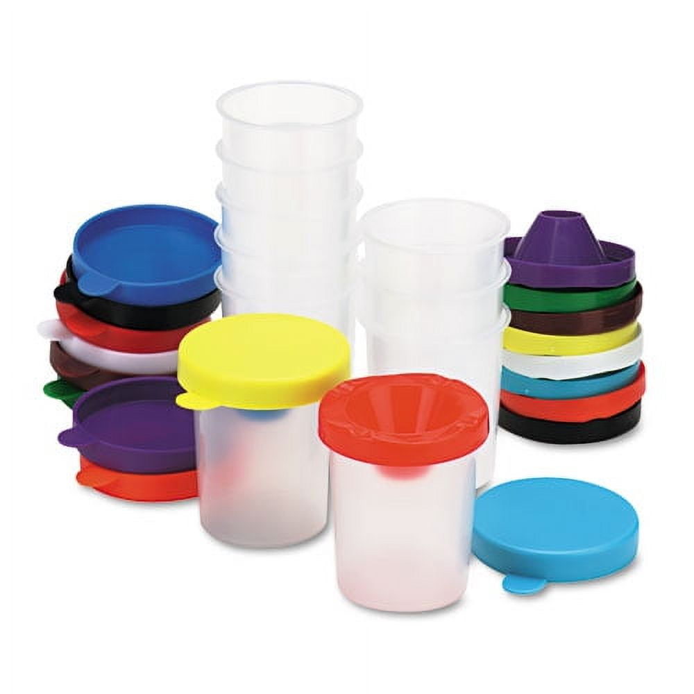 No-Spill Paint Cups, Assorted Color Lids/Cear Cups, 10/Set No-Spill Paint Cups, Assorted Color Lids/Cear Cups, 10/Set