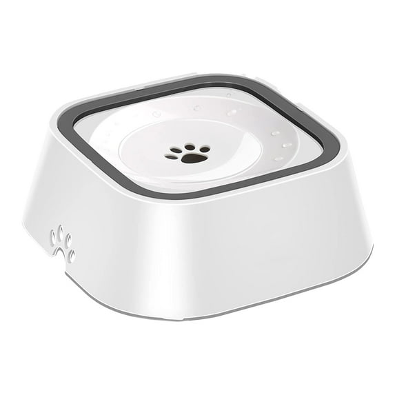 No Spill Pet Water Bowl No Drip Slow Water Feeder No-Slip Pet Water Dispenser Slow Drinking Bowl white